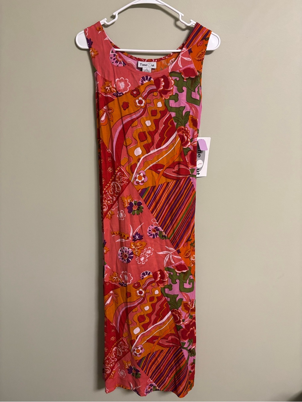 Colorful Boho Patchwork Floral Sleeveless Retro Dress Size 8 Medium Resort New